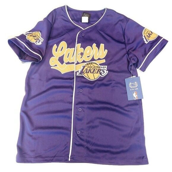Los Angeles Lakers Full Count Button Up Baseball Jersey Youth Boys Sz L (14-16) - Picture 1 of 6